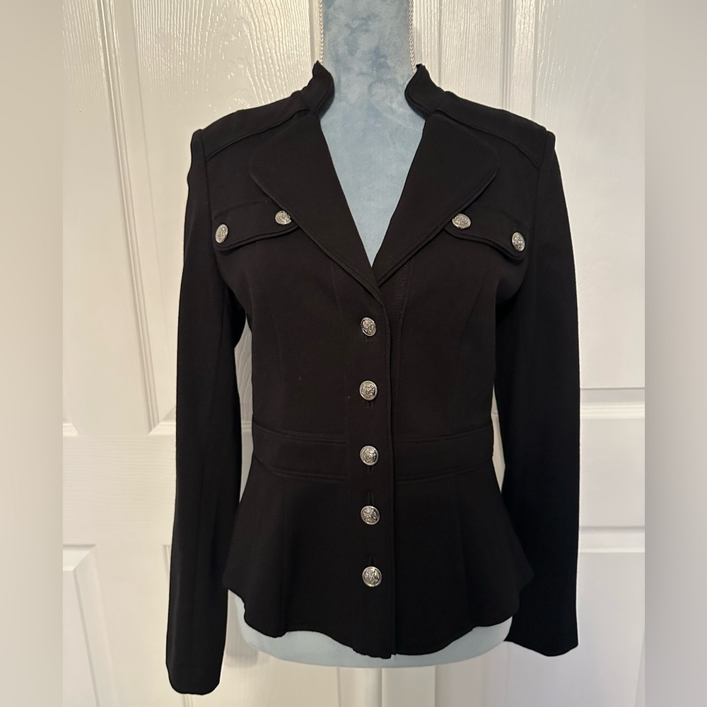NWT White House Black Market Ponte Knit Military Jacket Blazer Sz 6